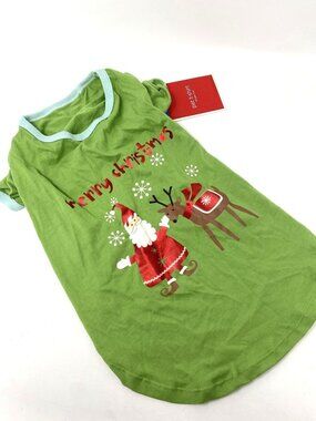 Target Holiday Pet T-Shirt Size Large 20-30 Lbs Green Merry Christmas Santa
